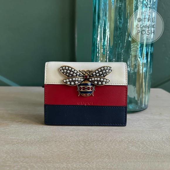 Gucci Handbags - Gucci QUEEN MARGRET CARD CASE WALLET HOLDER BLUE WHITE